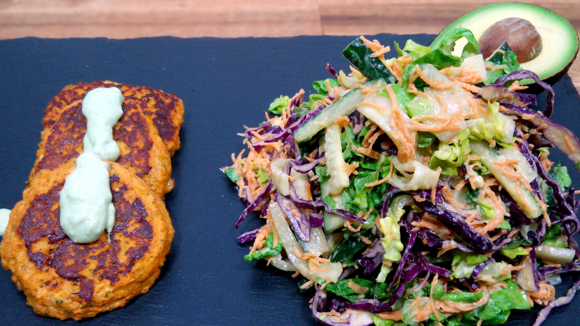 Fish cakes & salad made light and simple